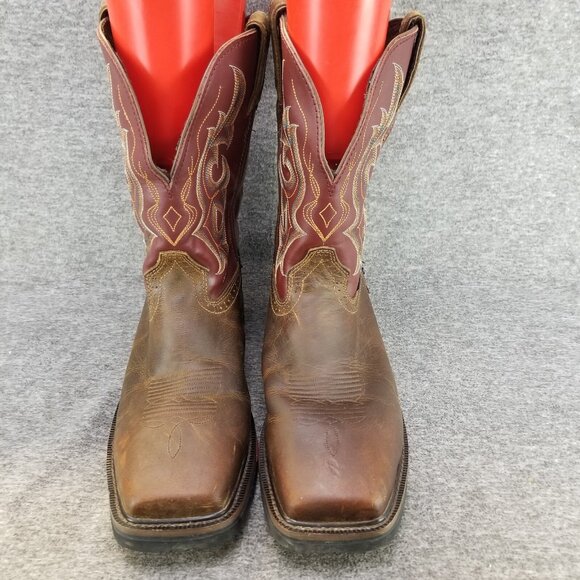 ✅Justin Pull-On Cowboy Work Boots Brown Leather Composite Square Toe Mens 10 EE - Picture 5 of 10
